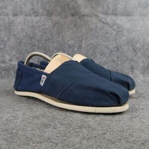 Toms Shoes Womens 9.5 Flats Slip On Loafers Casual Canvas Blue Alpargata Comfort